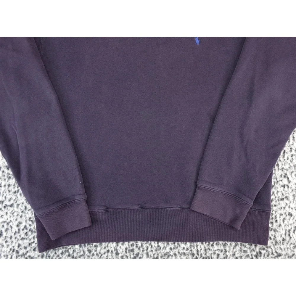 Polo Ralph Lauren Mens Medium Purple Crewneck Sweatshirt Blue Pony Logo Fleece‎